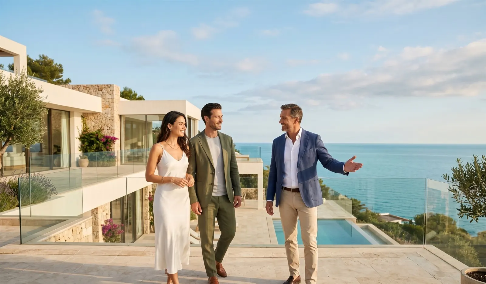 A SFERO advisor welcoming international buyers to a clifftop villa